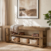 Solid Wood 55" Craftsman Mission Rustic Storage Bench